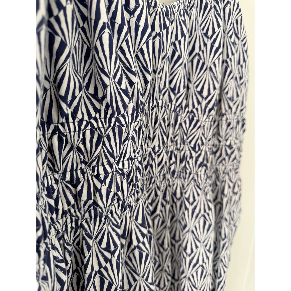 H&M Cotton Smocked Blue White Midi Strappy Sundress L - Picture 2 of 8